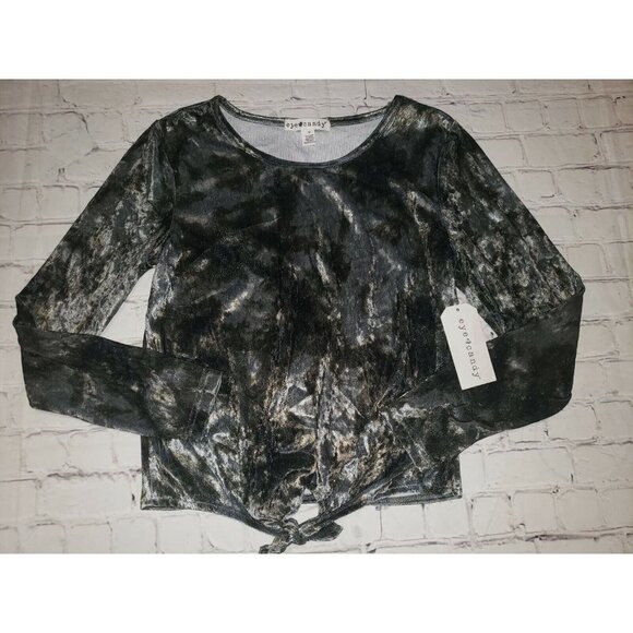 Nwt Eye Candy Women's Size Medium Front Tie Crushed Velvet Blouse - Picture 1 of 6